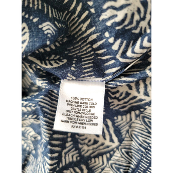 True Craft Men's Small Resort Vacation Hawaiian Cotton Button Down Shirt Blue - Picture 5 of 8